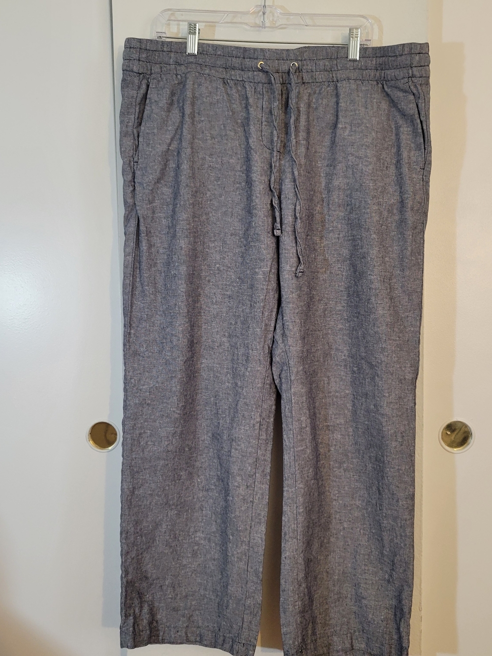 Ann Taylor Factory  Gray Drawstring Linen-Blend Pants